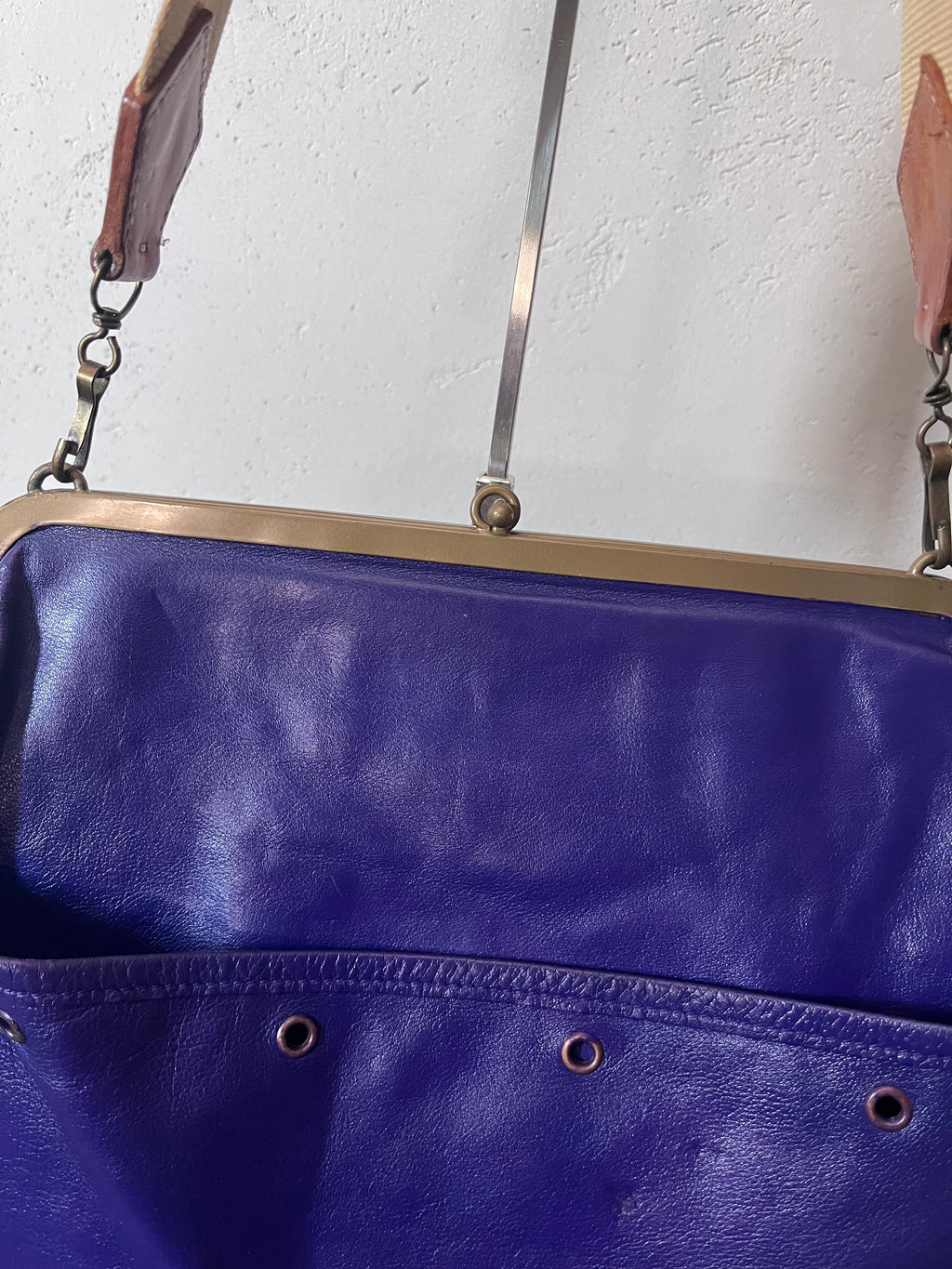 90s Miu Miu Strap Leather Shoulder Bag Purple