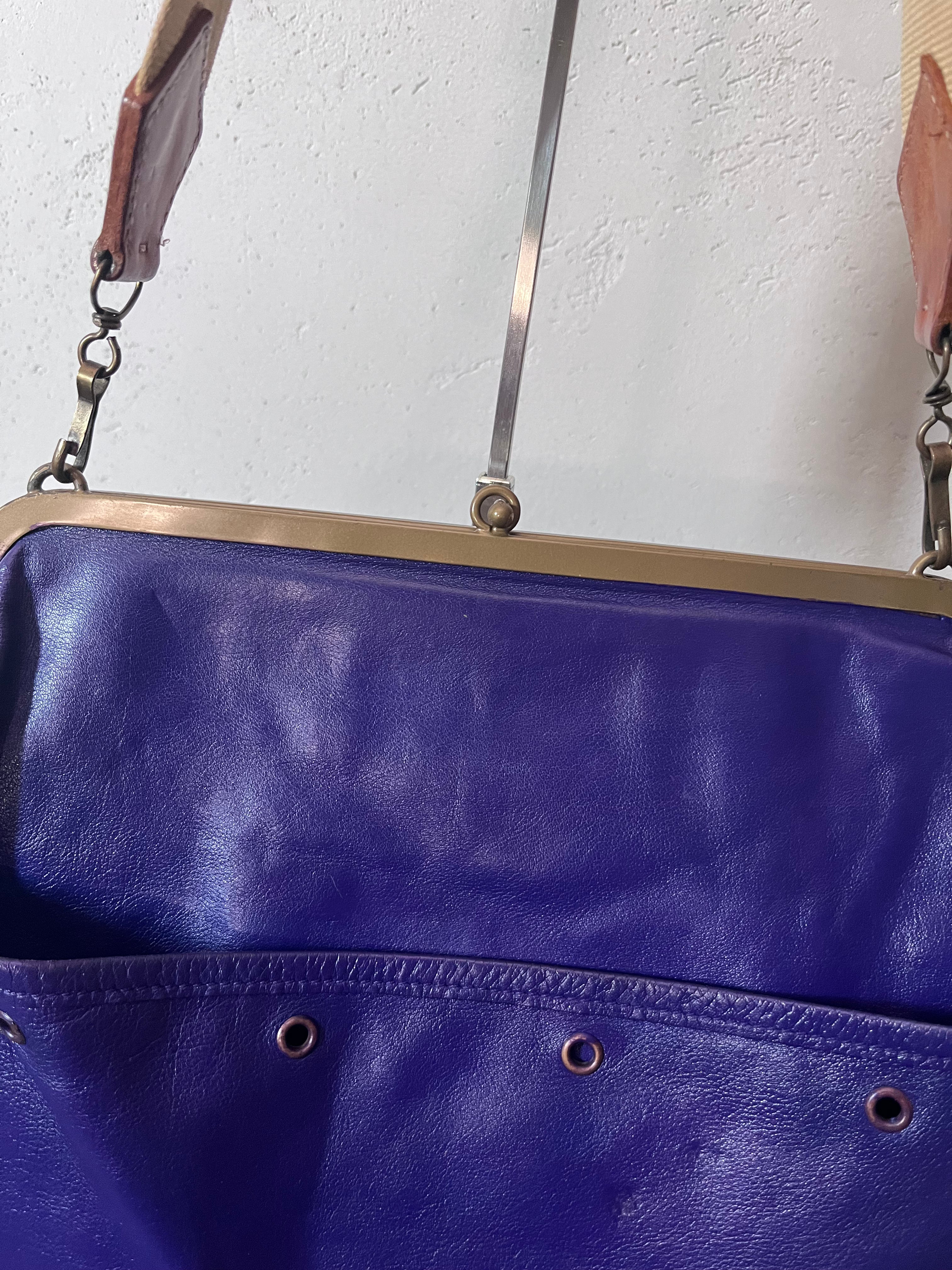 90s Miu Miu Strap Leather Shoulder Bag Purple