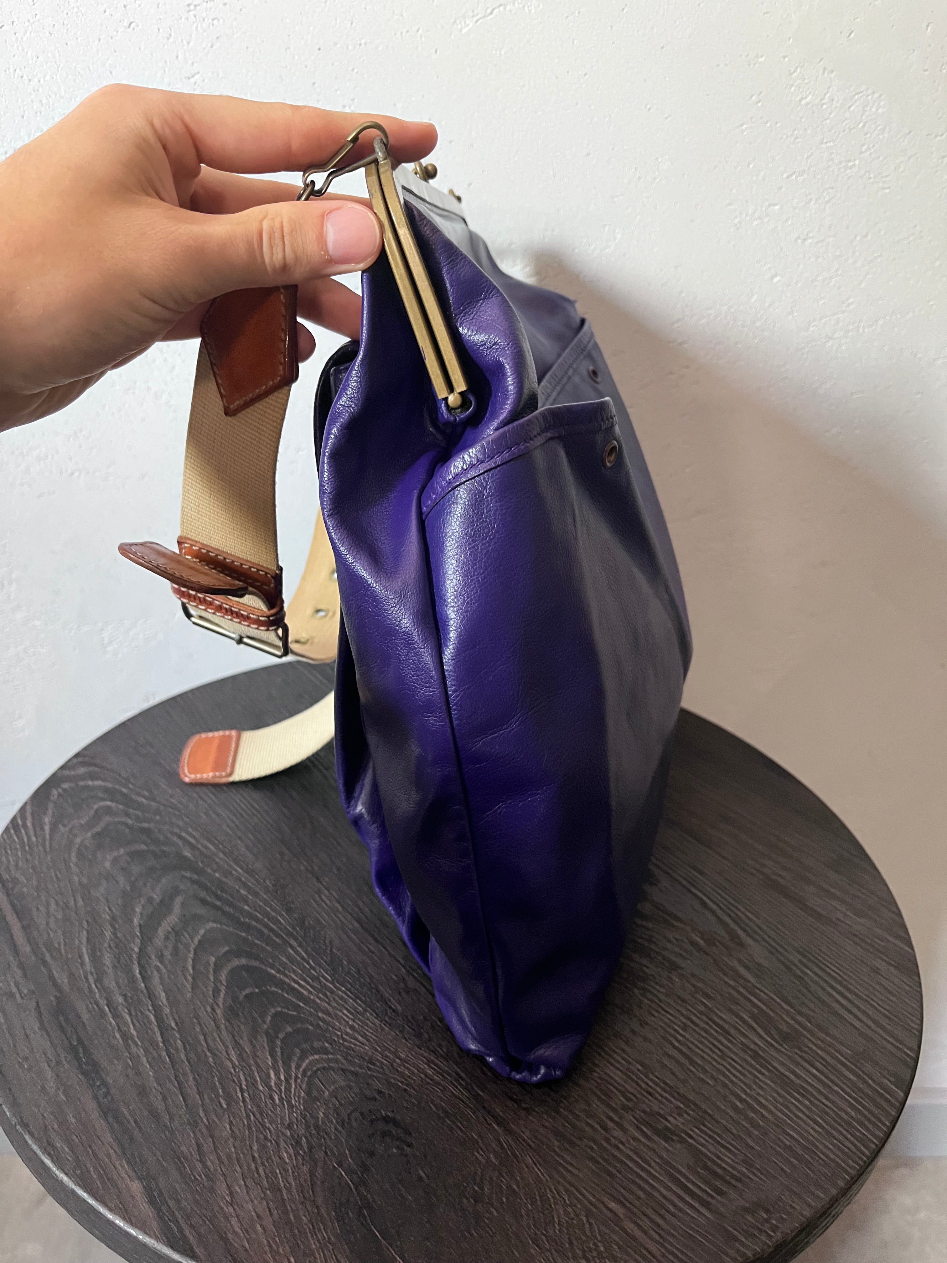 90s Miu Miu Strap Leather Shoulder Bag Purple