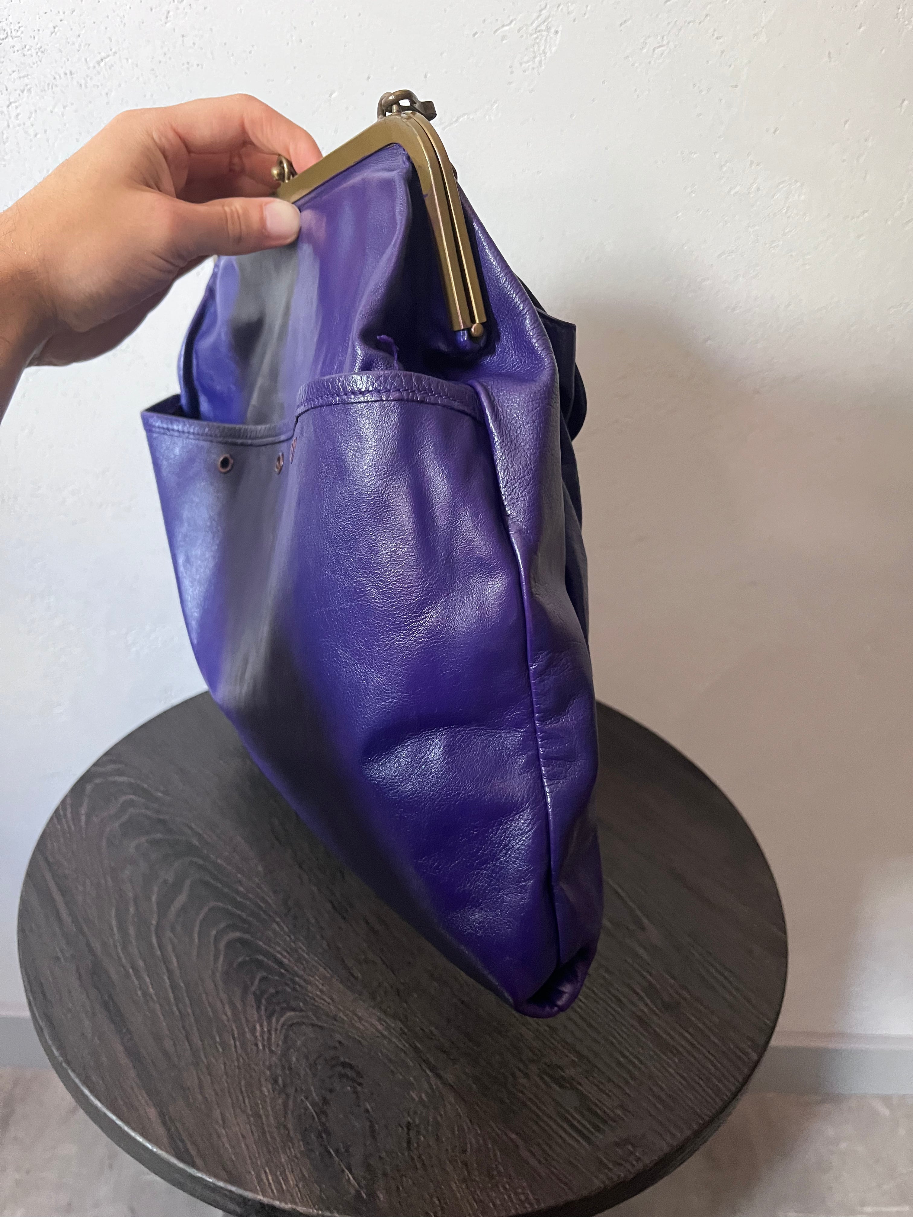 90s Miu Miu Strap Leather Shoulder Bag Purple