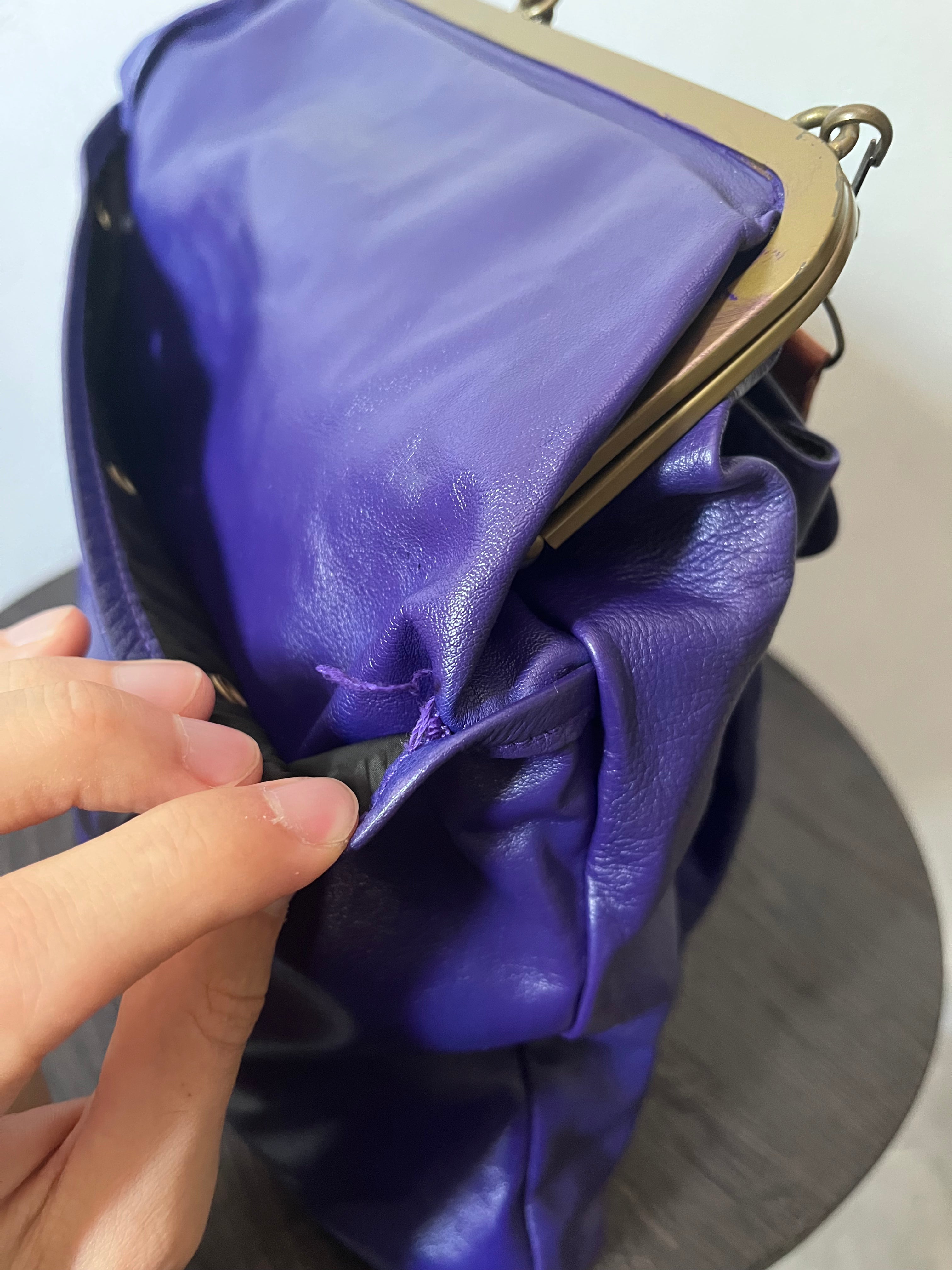 90s Miu Miu Strap Leather Shoulder Bag Purple
