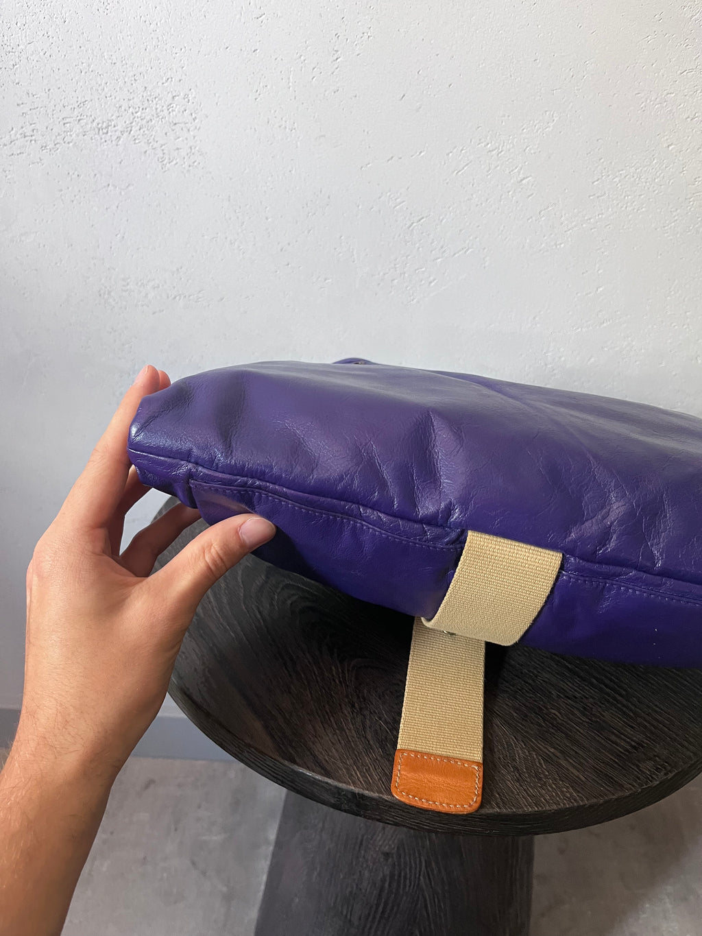 90s Miu Miu Strap Leather Shoulder Bag Purple