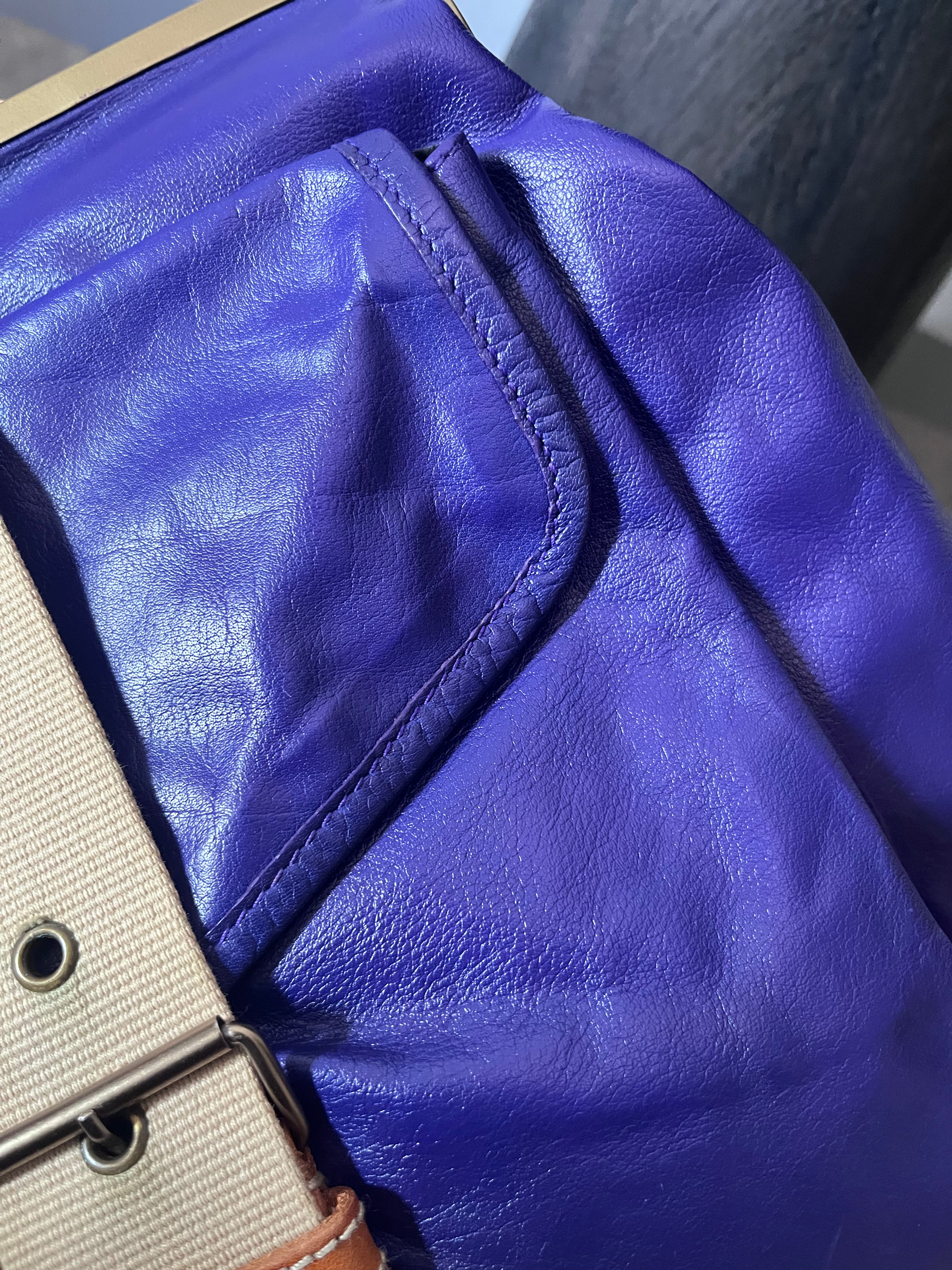 90s Miu Miu Strap Leather Shoulder Bag Purple