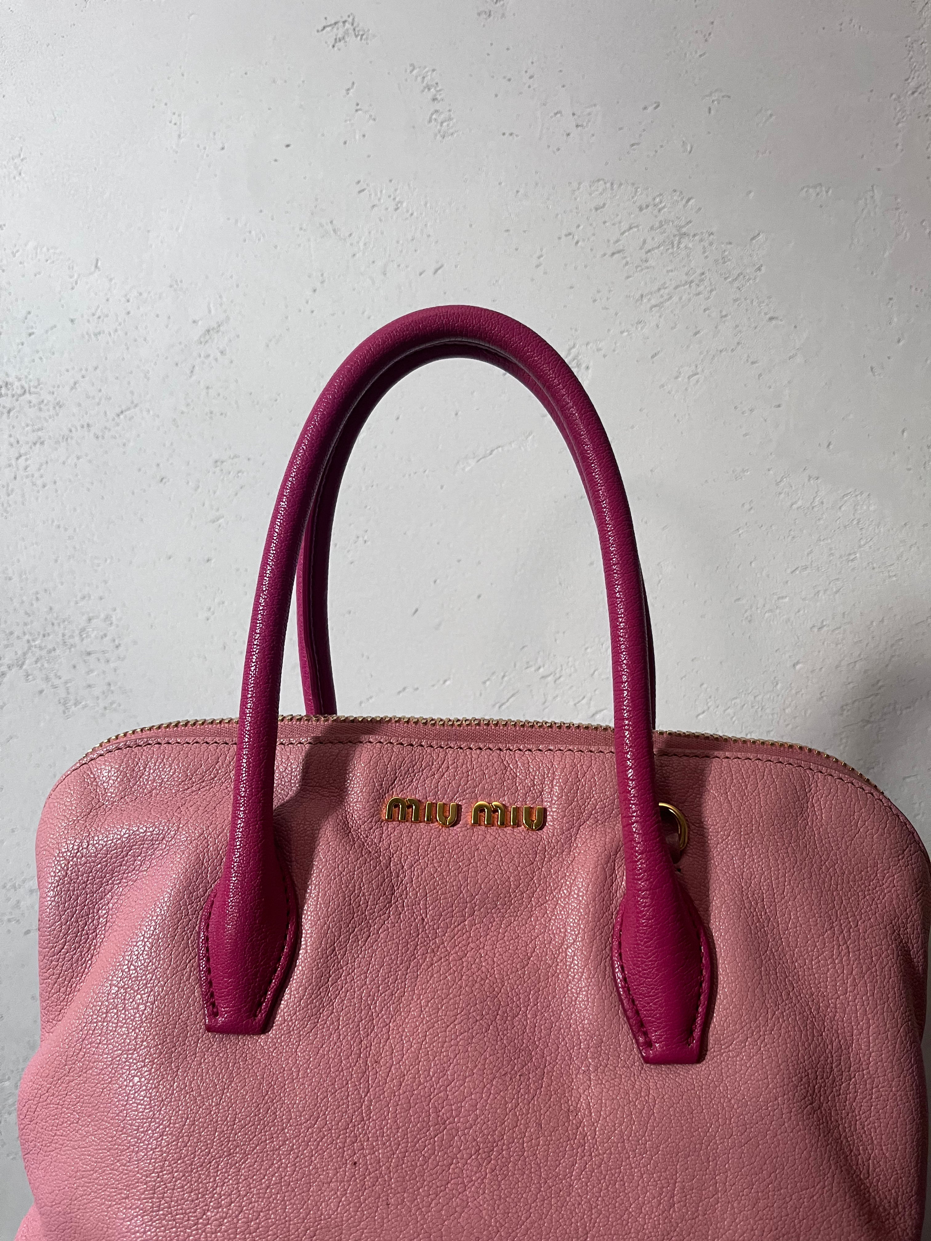 Miu Miu Leather Tote Handbag Pink