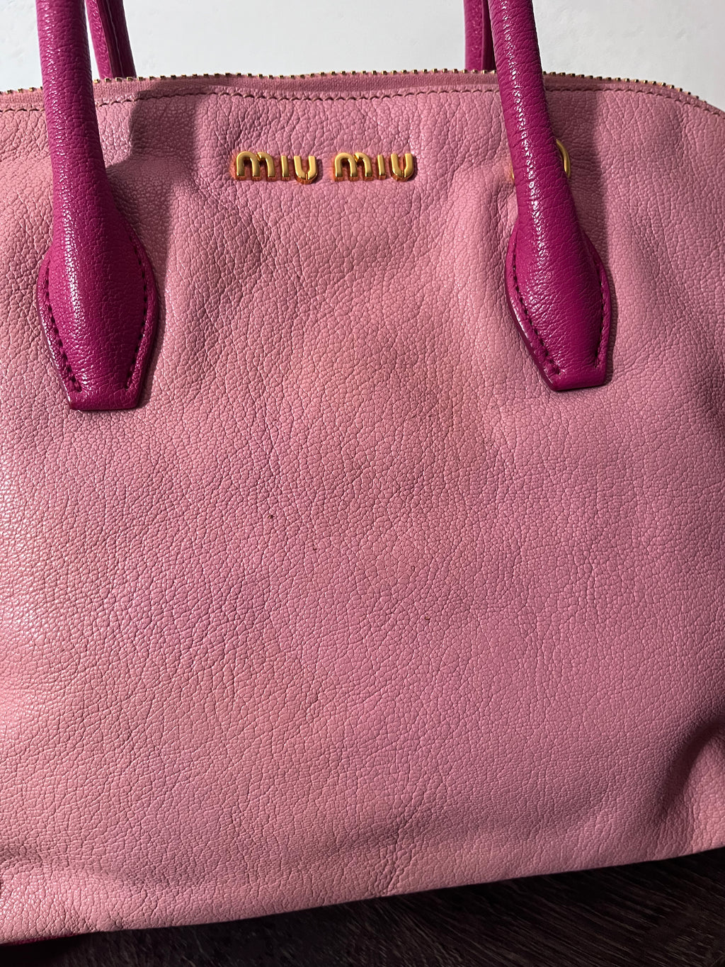 Miu Miu Leather Tote Handbag Pink