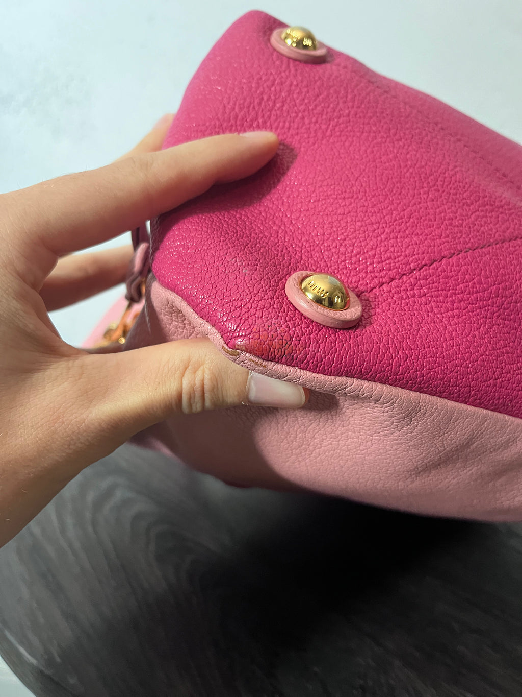 Miu Miu Leather Tote Handbag Pink