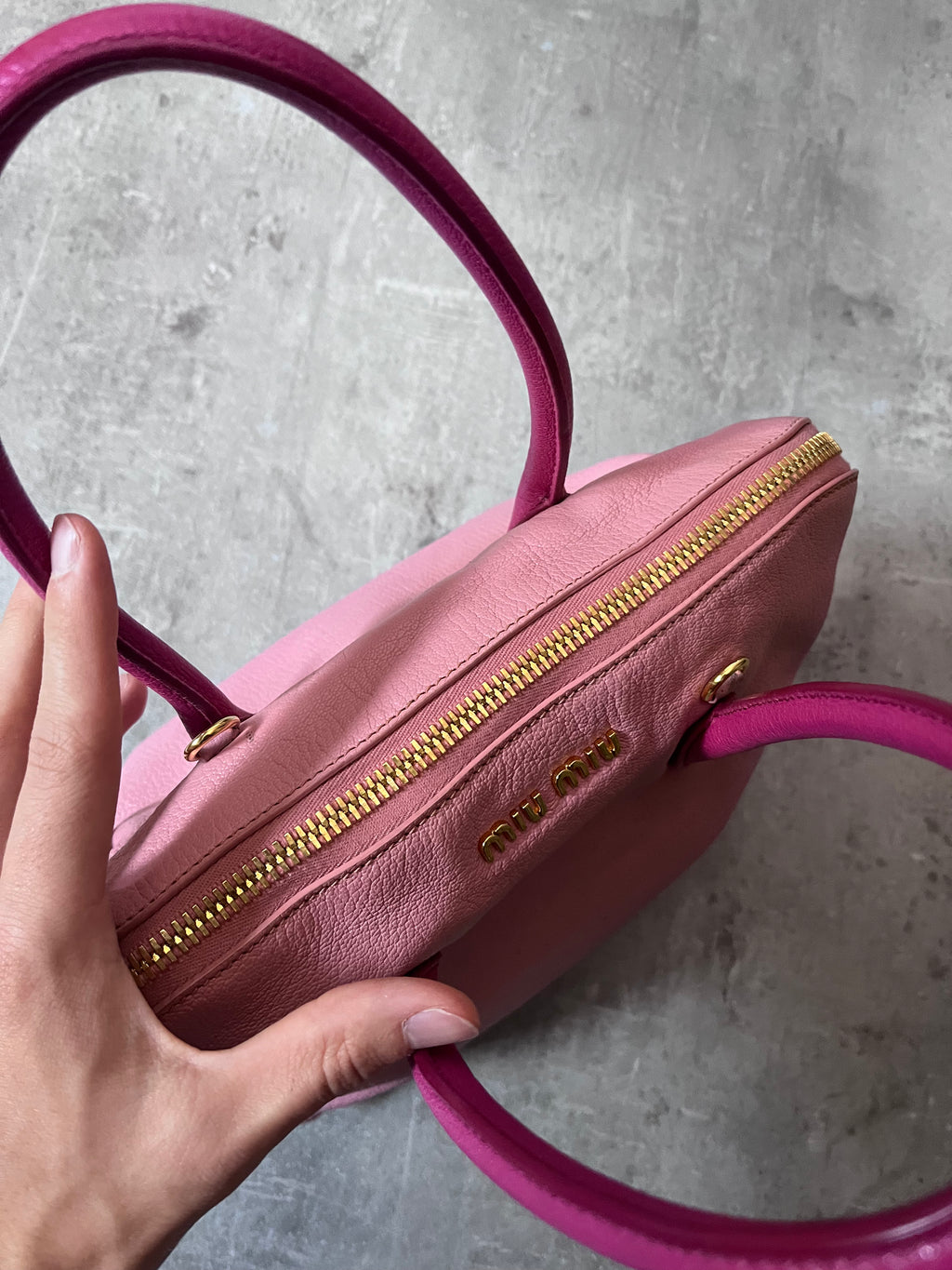 Miu Miu Leather Tote Handbag Pink