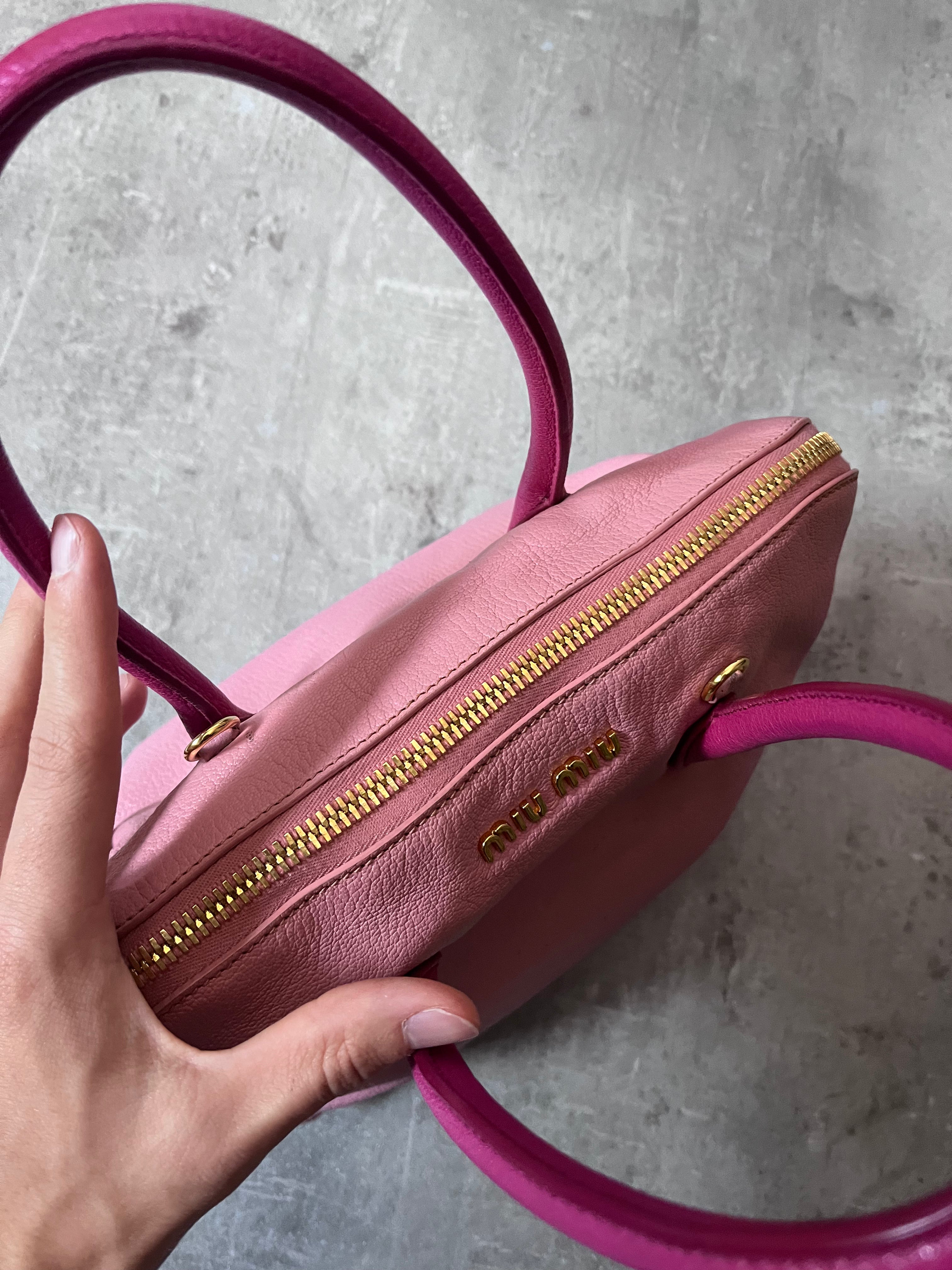 Miu Miu Leather Tote Handbag Pink