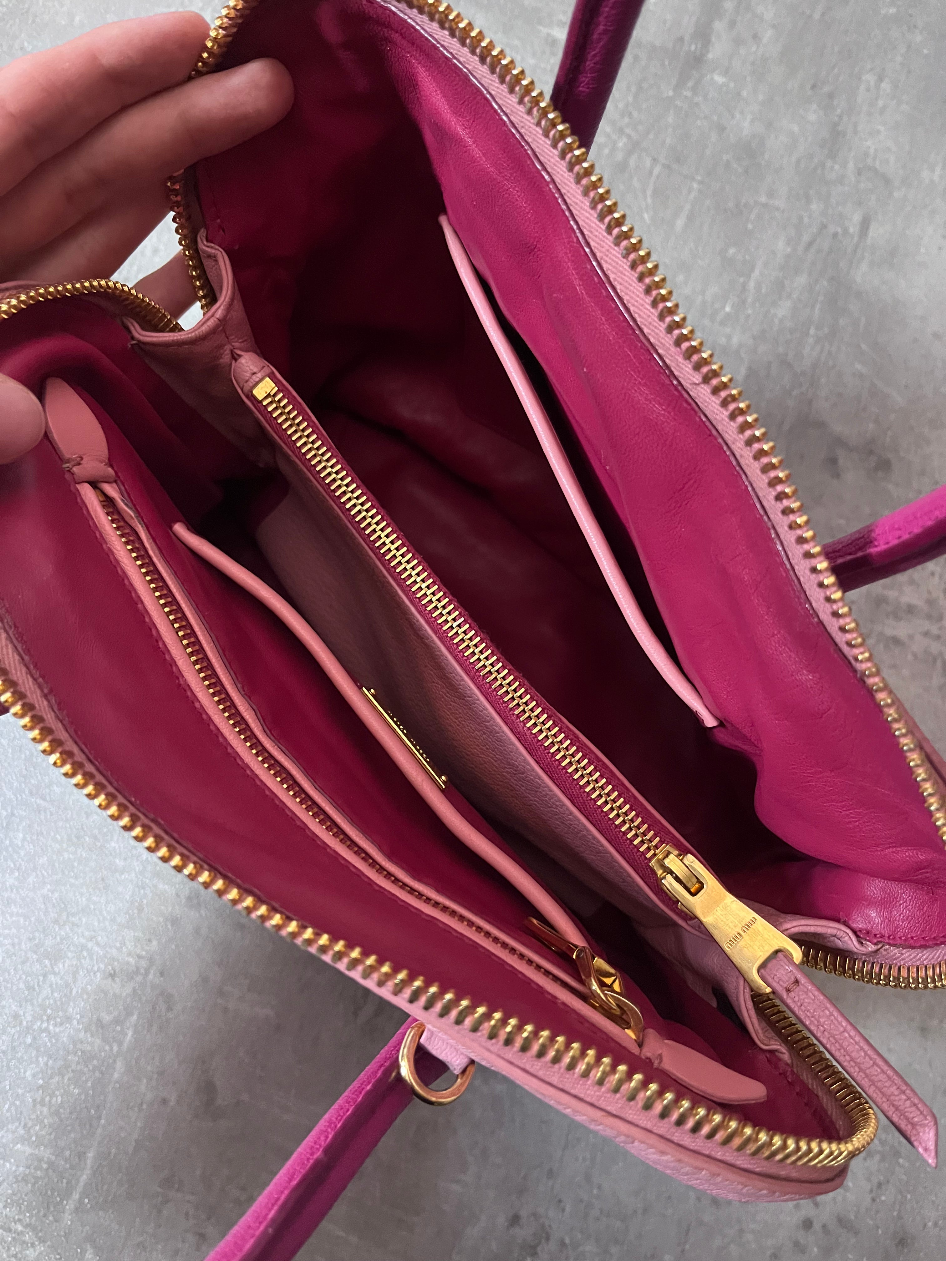 Miu Miu Leather Tote Handbag Pink