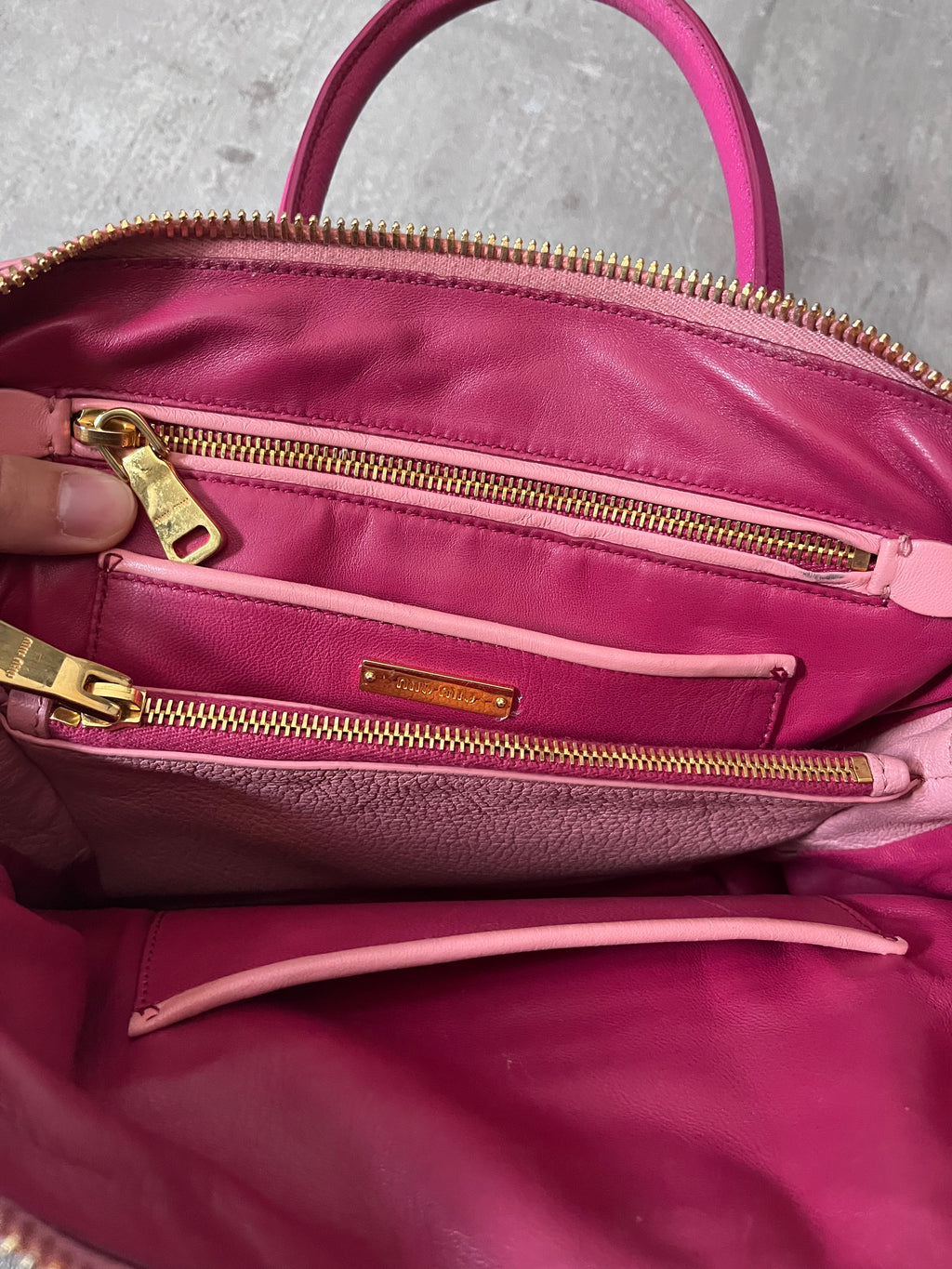 Miu Miu Leather Tote Handbag Pink