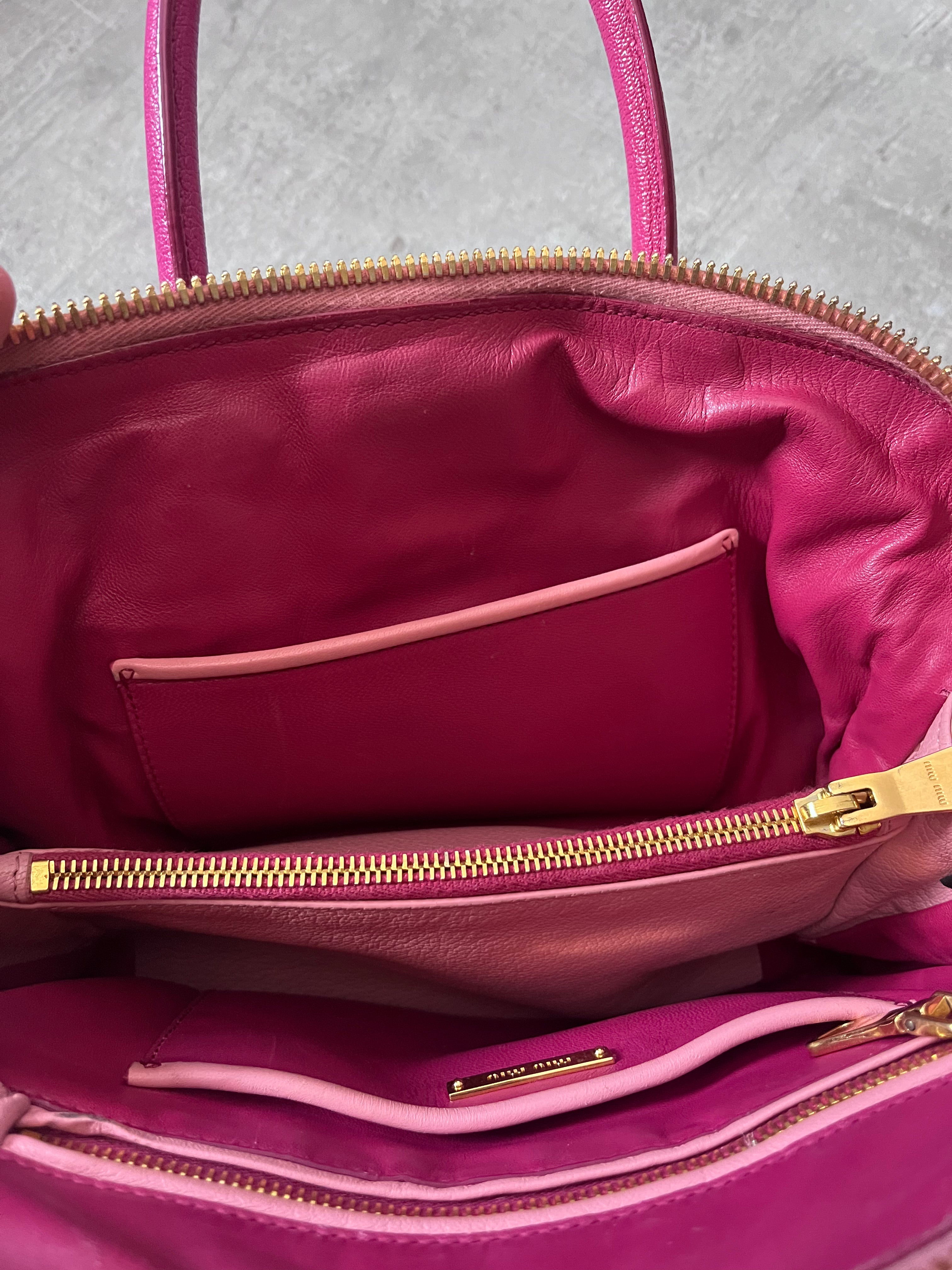 Miu Miu Leather Tote Handbag Pink