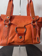 Miu Miu Logo Charm Leather Shoulder Bag Orange