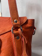 Miu Miu Logo Charm Leather Shoulder Bag Orange