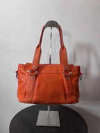 Miu Miu Logo Charm Leather Shoulder Bag Orange