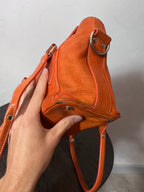 Miu Miu Logo Charm Leather Shoulder Bag Orange
