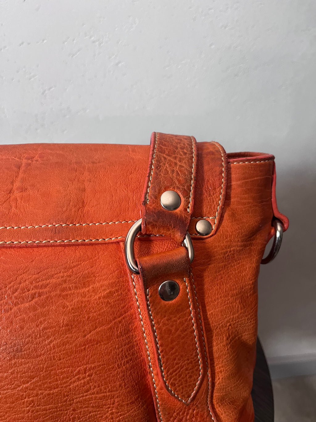 Miu Miu Logo Charm Leather Shoulder Bag Orange
