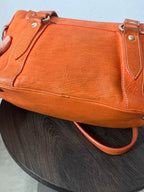 Miu Miu Logo Charm Leather Shoulder Bag Orange