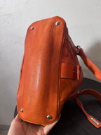 Miu Miu Logo Charm Leather Shoulder Bag Orange