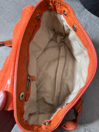 Miu Miu Logo Charm Leather Shoulder Bag Orange