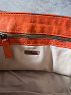 Miu Miu Logo Charm Leather Shoulder Bag Orange