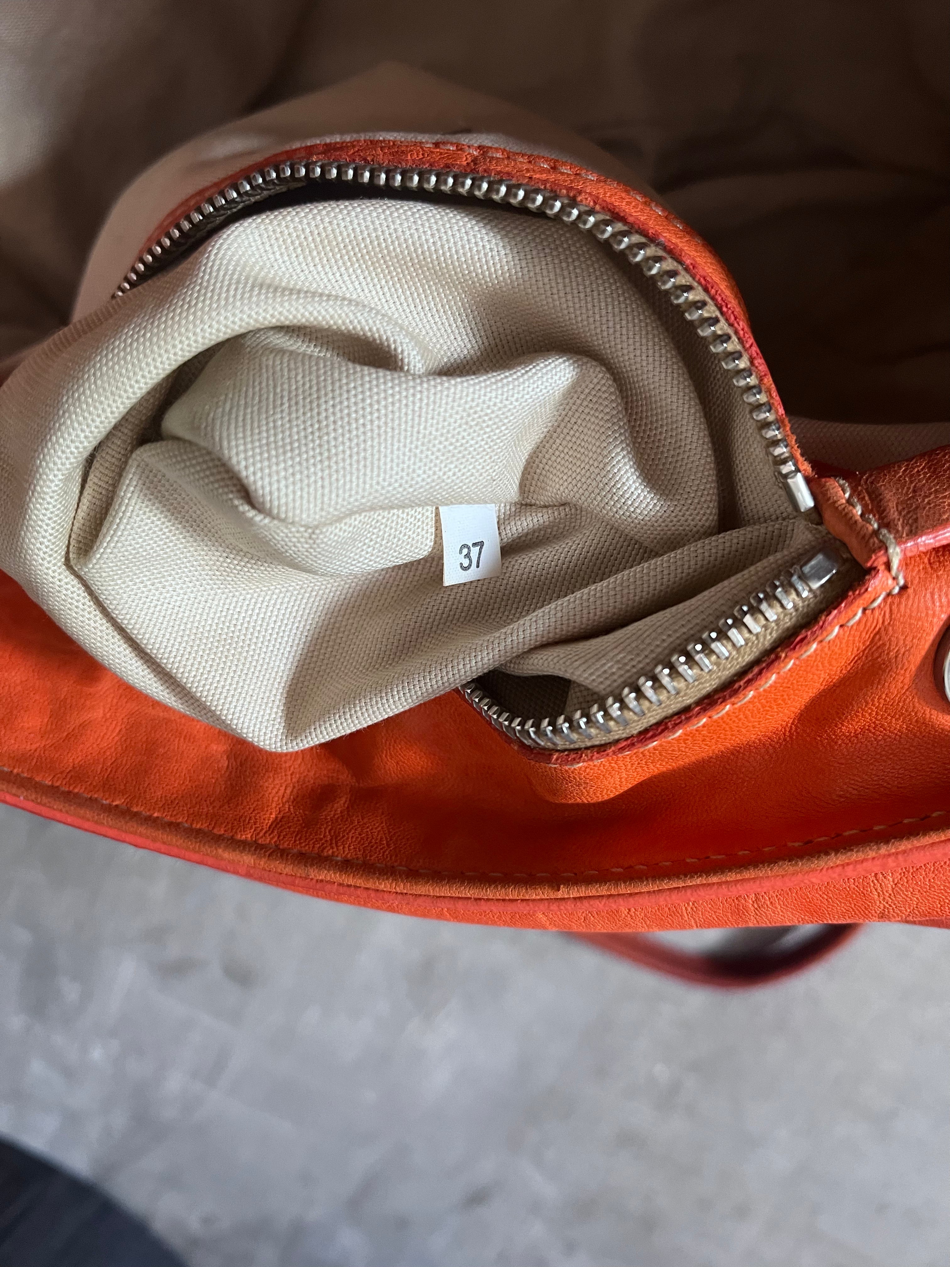 Miu Miu Logo Charm Leather Shoulder Bag Orange
