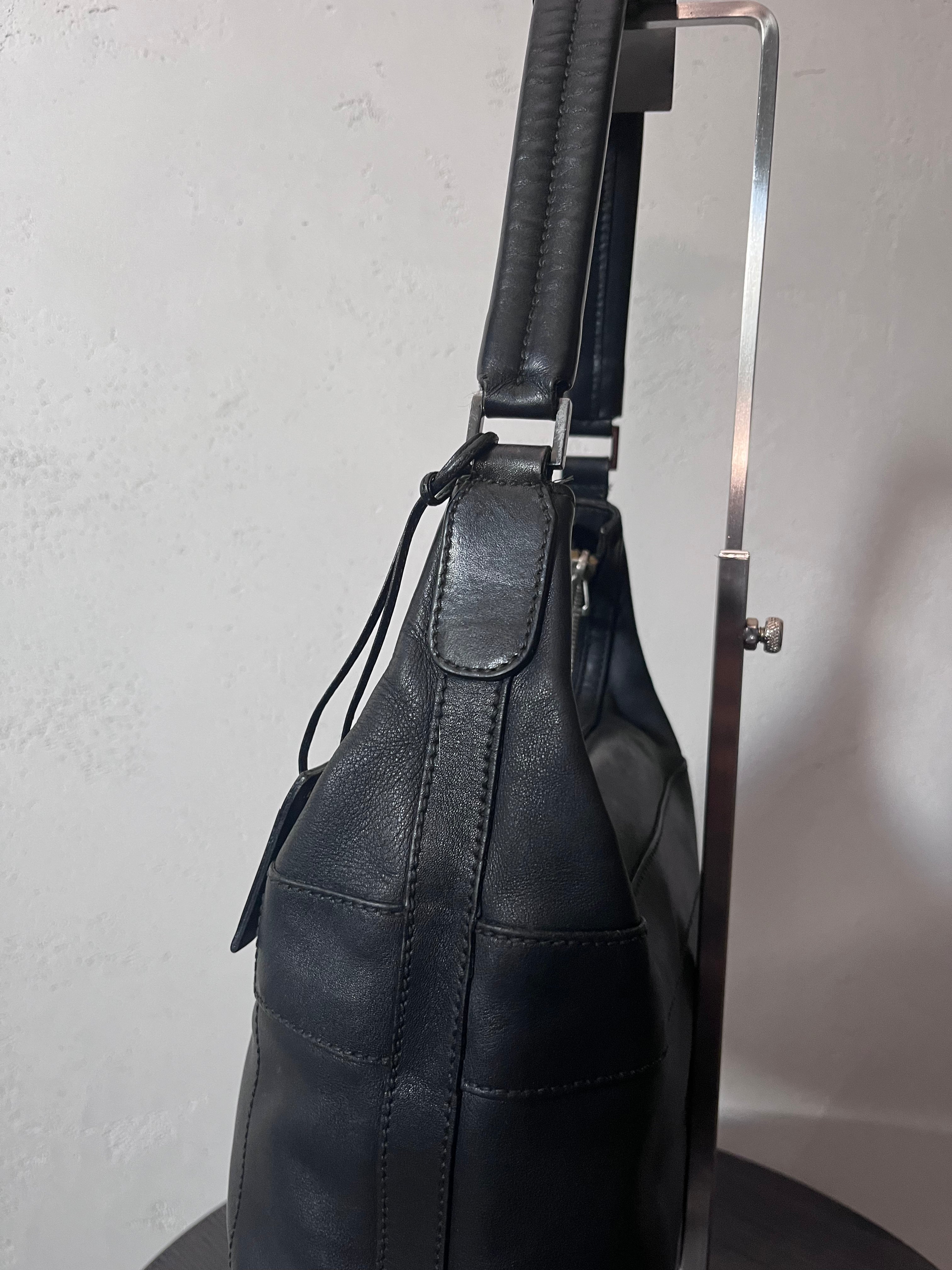 Gucci Vintage Leather Hobo Small Shoulder Bag Black