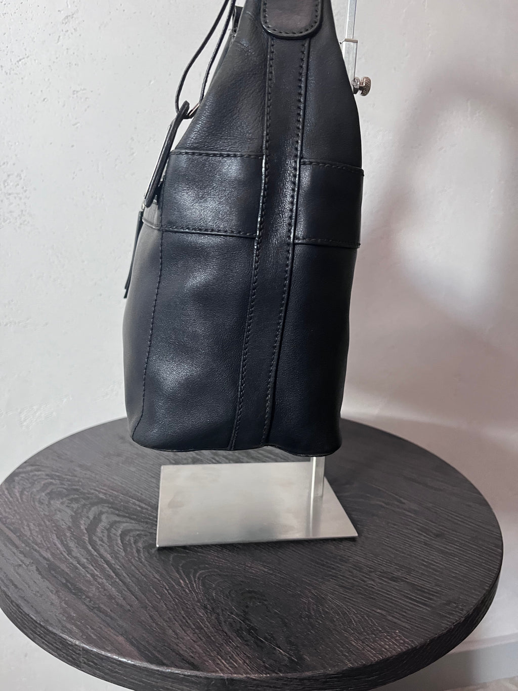 Gucci Vintage Leather Hobo Small Shoulder Bag Black