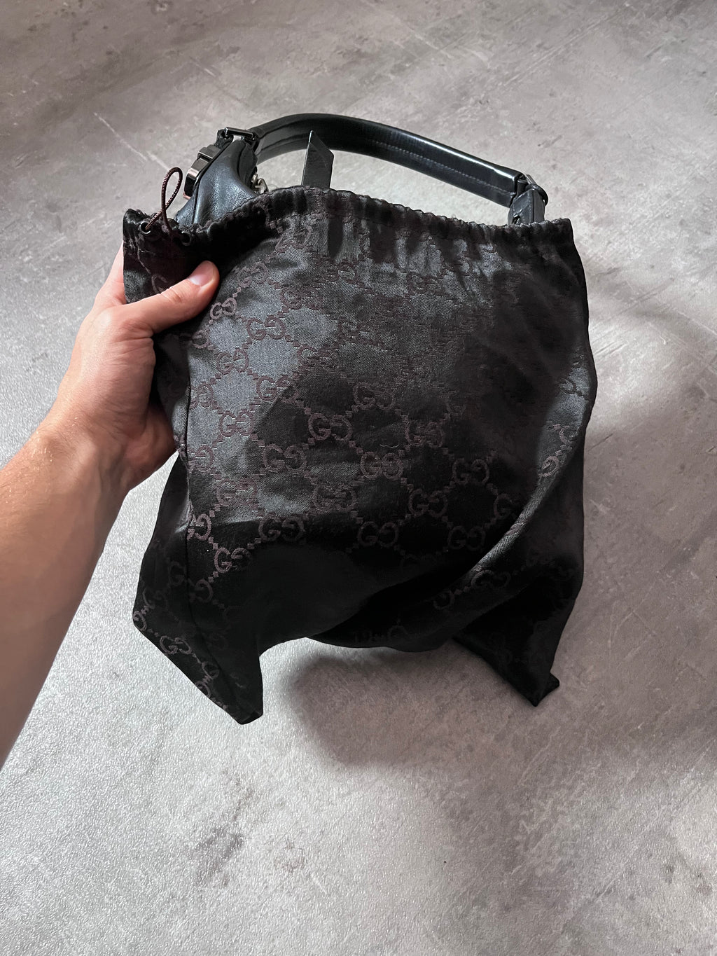 Gucci Vintage Leather Hobo Small Shoulder Bag Black