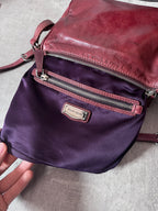 Miu Miu Vintage Ruched Leather Push Lock Shoulder Bag Burgundy