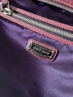 Miu Miu Vintage Ruched Leather Push Lock Shoulder Bag Burgundy