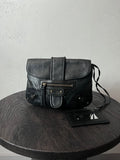 Balenciaga Moto Flap Clutch Minaudière Leather Bag Black