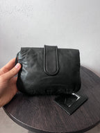 Balenciaga Moto Flap Clutch Minaudière Leather Bag Black