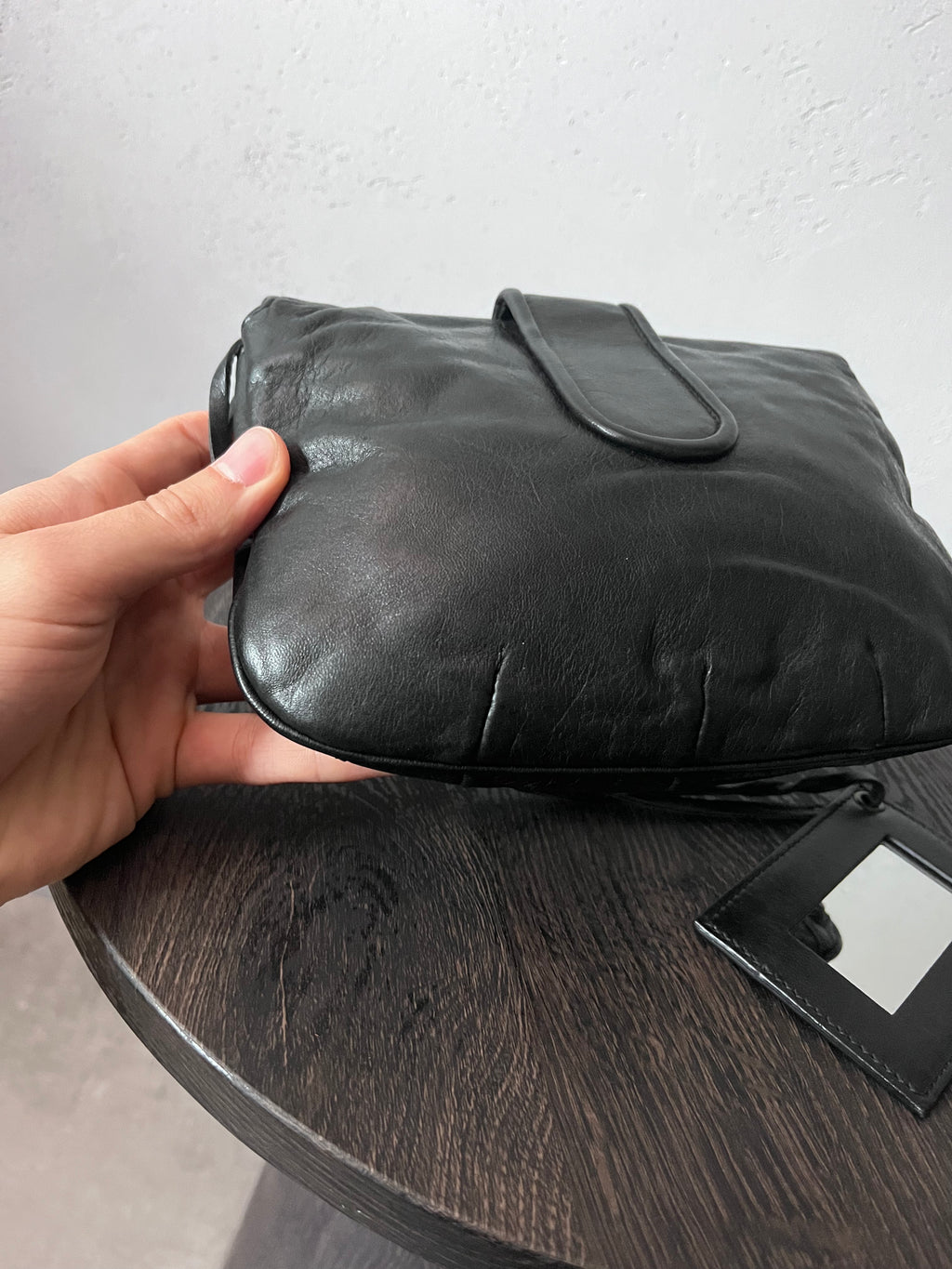 Balenciaga Moto Flap Clutch Minaudière Leather Bag Black