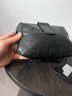 Balenciaga Moto Flap Clutch Minaudière Leather Bag Black