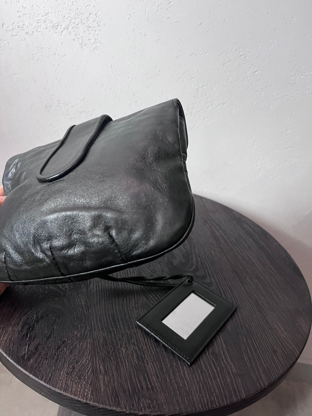 Balenciaga Moto Flap Clutch Minaudière Leather Bag Black