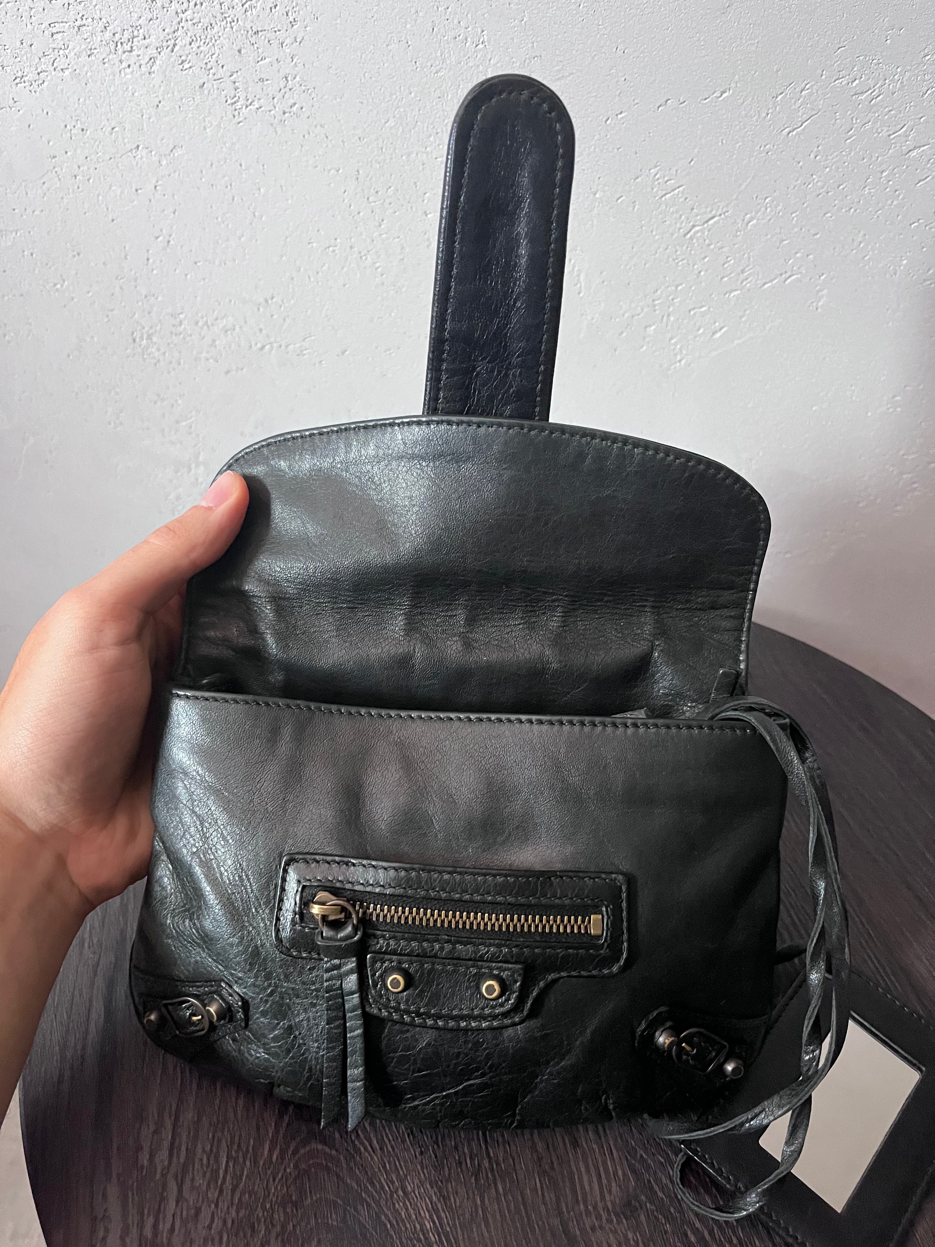 Balenciaga Moto Flap Clutch Minaudière Leather Bag Black