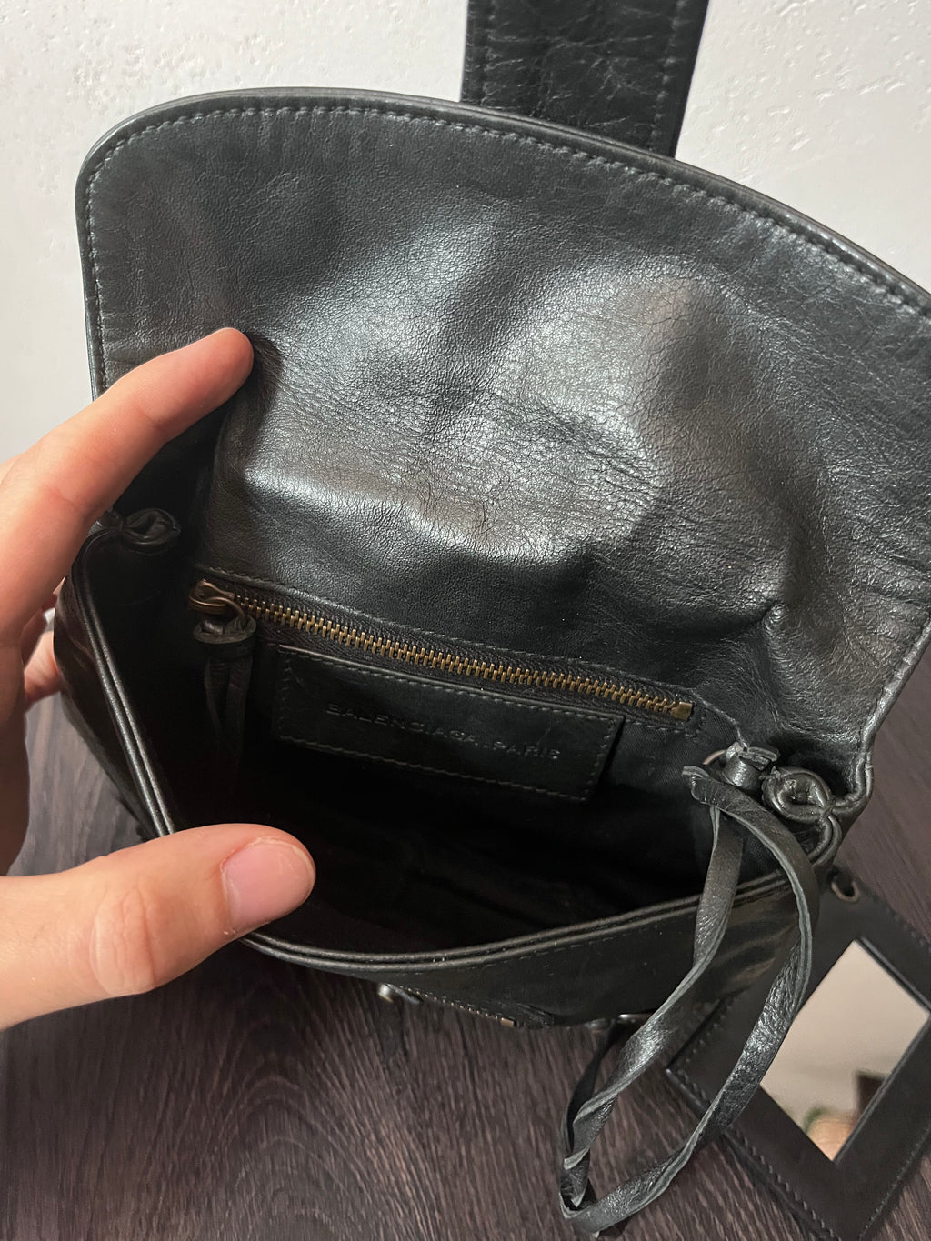 Balenciaga Moto Flap Clutch Minaudière Leather Bag Black