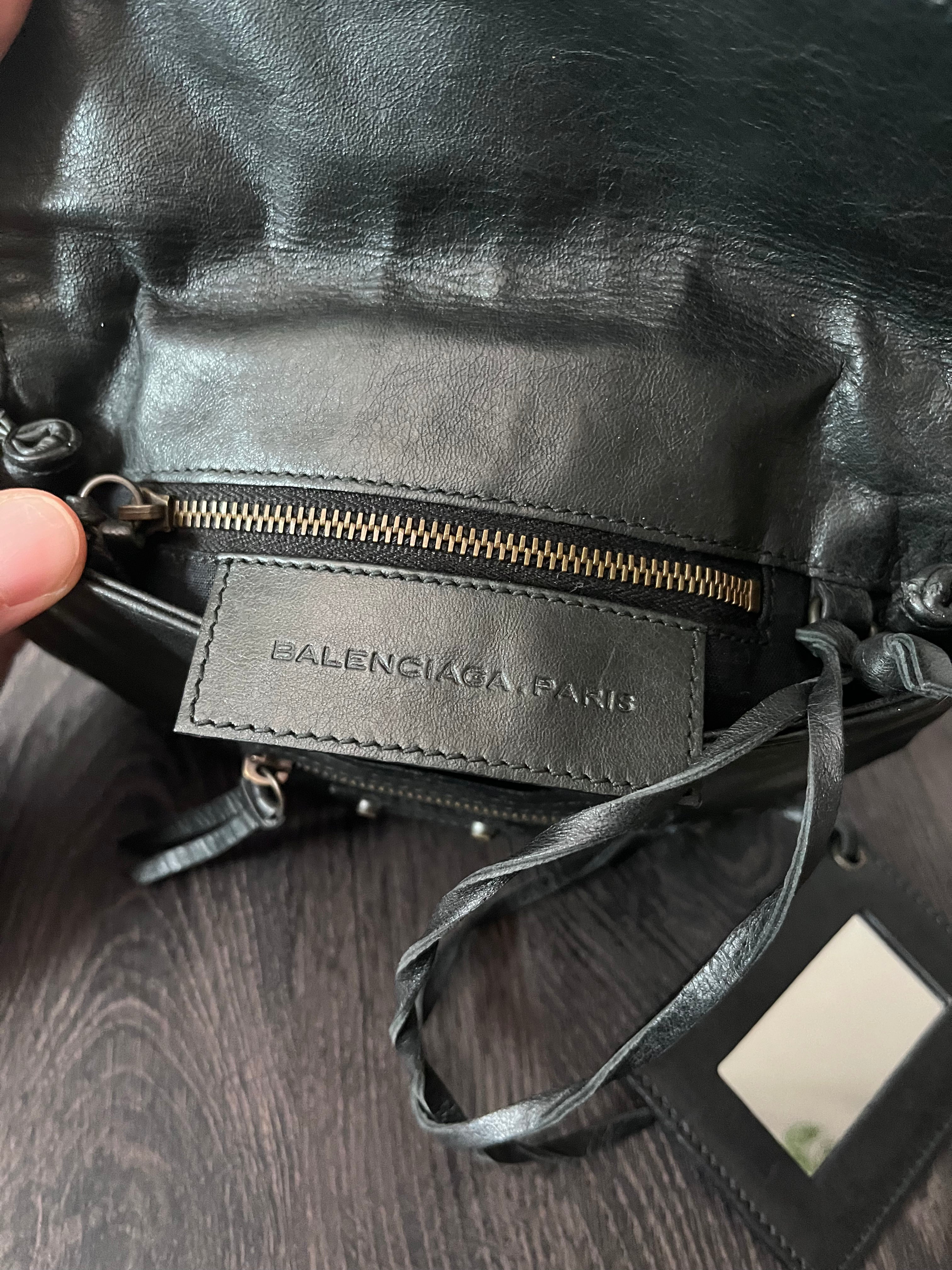 Balenciaga Moto Flap Clutch Minaudière Leather Bag Black