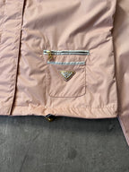 2010 Prada Nylon Cropped Triangle Logo Jacket Pink Women - S