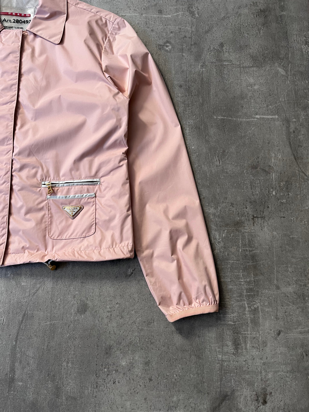 2010 Prada Nylon Cropped Triangle Logo Jacket Pink Women - S