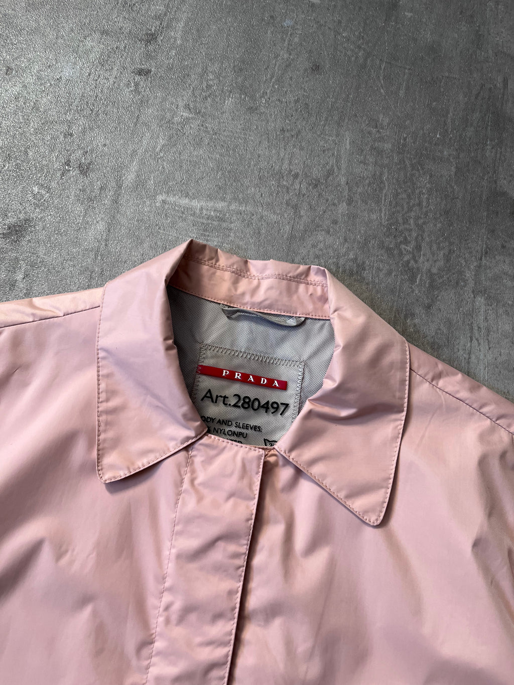 2010 Prada Nylon Cropped Triangle Logo Jacket Pink Women - S