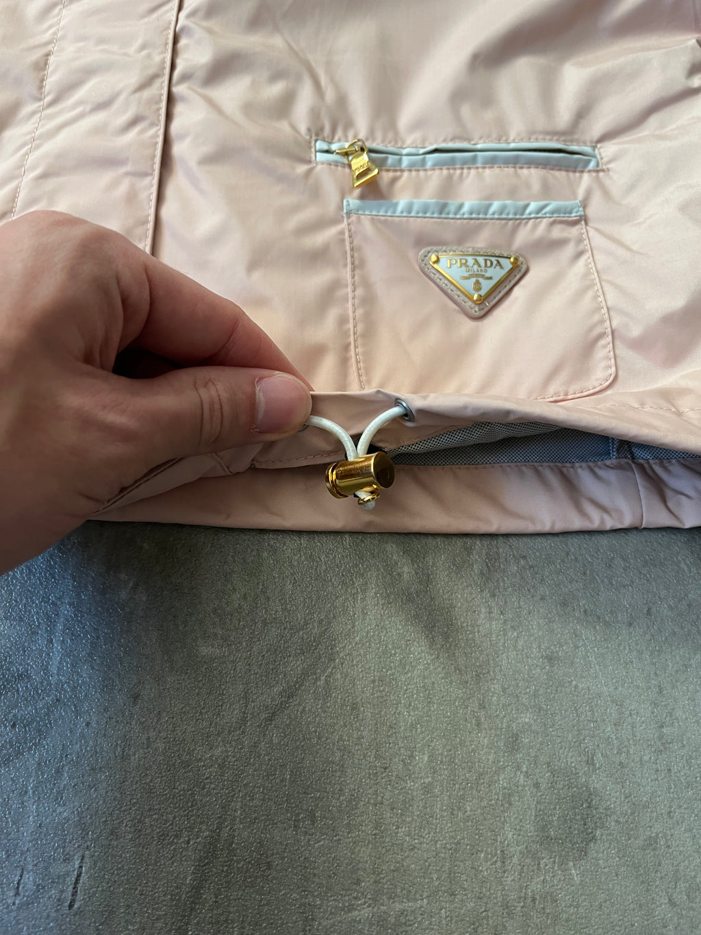 2010 Prada Nylon Cropped Triangle Logo Jacket Pink Women - S