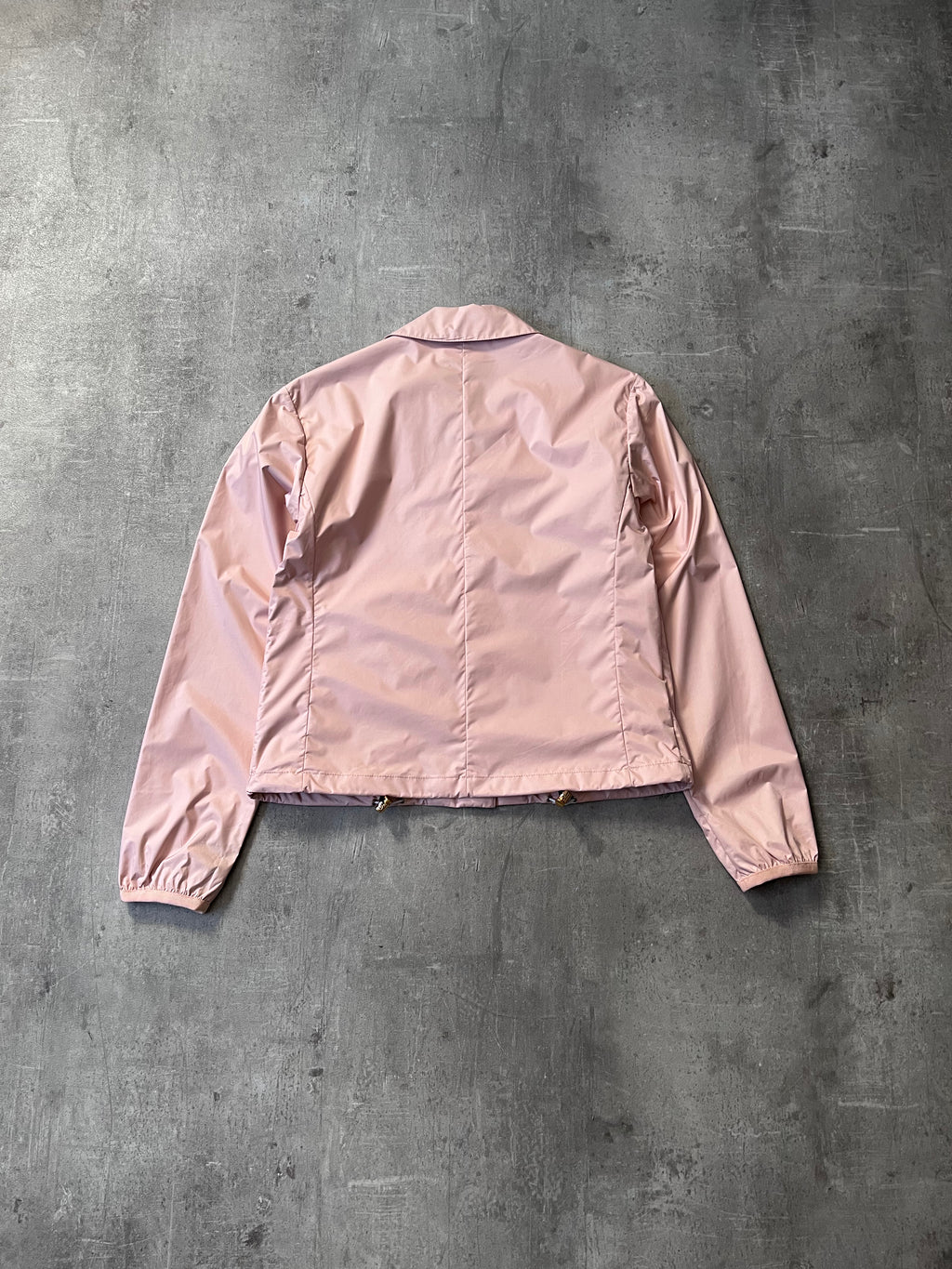 2010 Prada Nylon Cropped Triangle Logo Jacket Pink Women - S