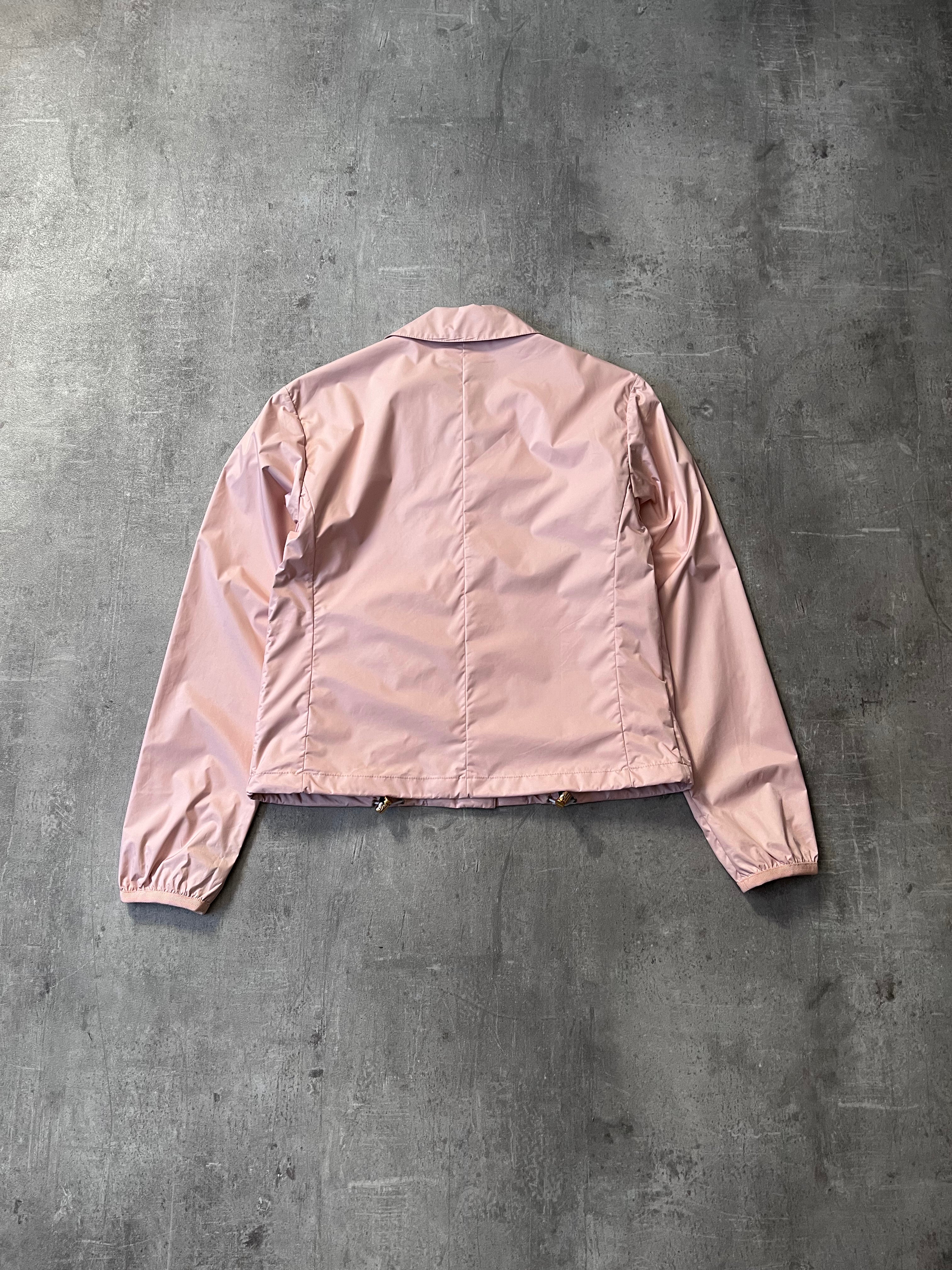 2010 Prada Nylon Cropped Triangle Logo Jacket Pink Women - S
