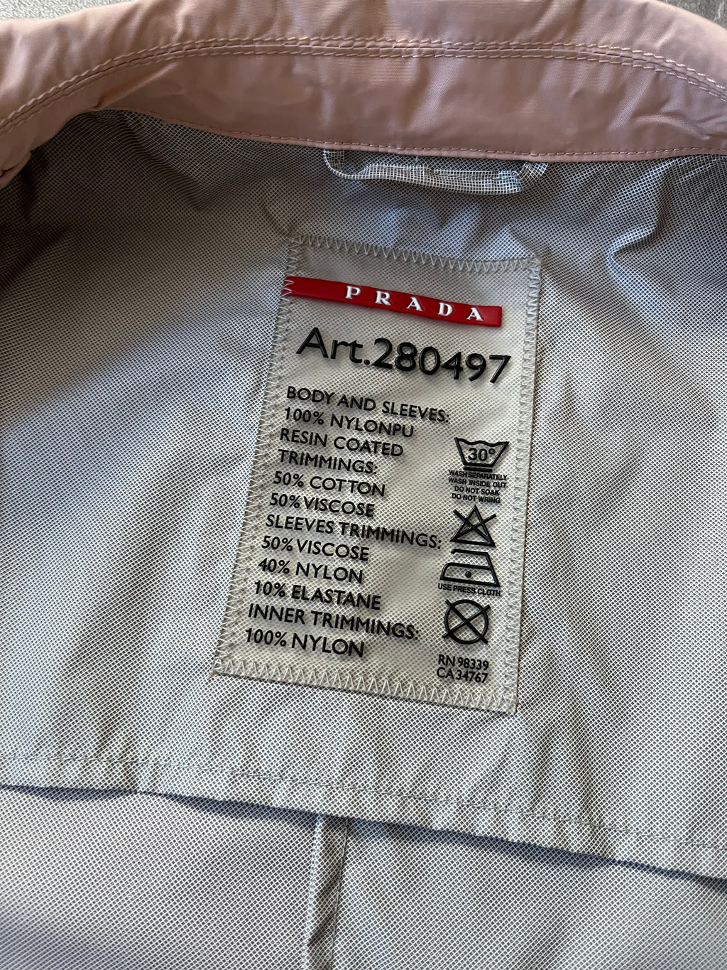 2010 Prada Nylon Cropped Triangle Logo Jacket Pink Women - S