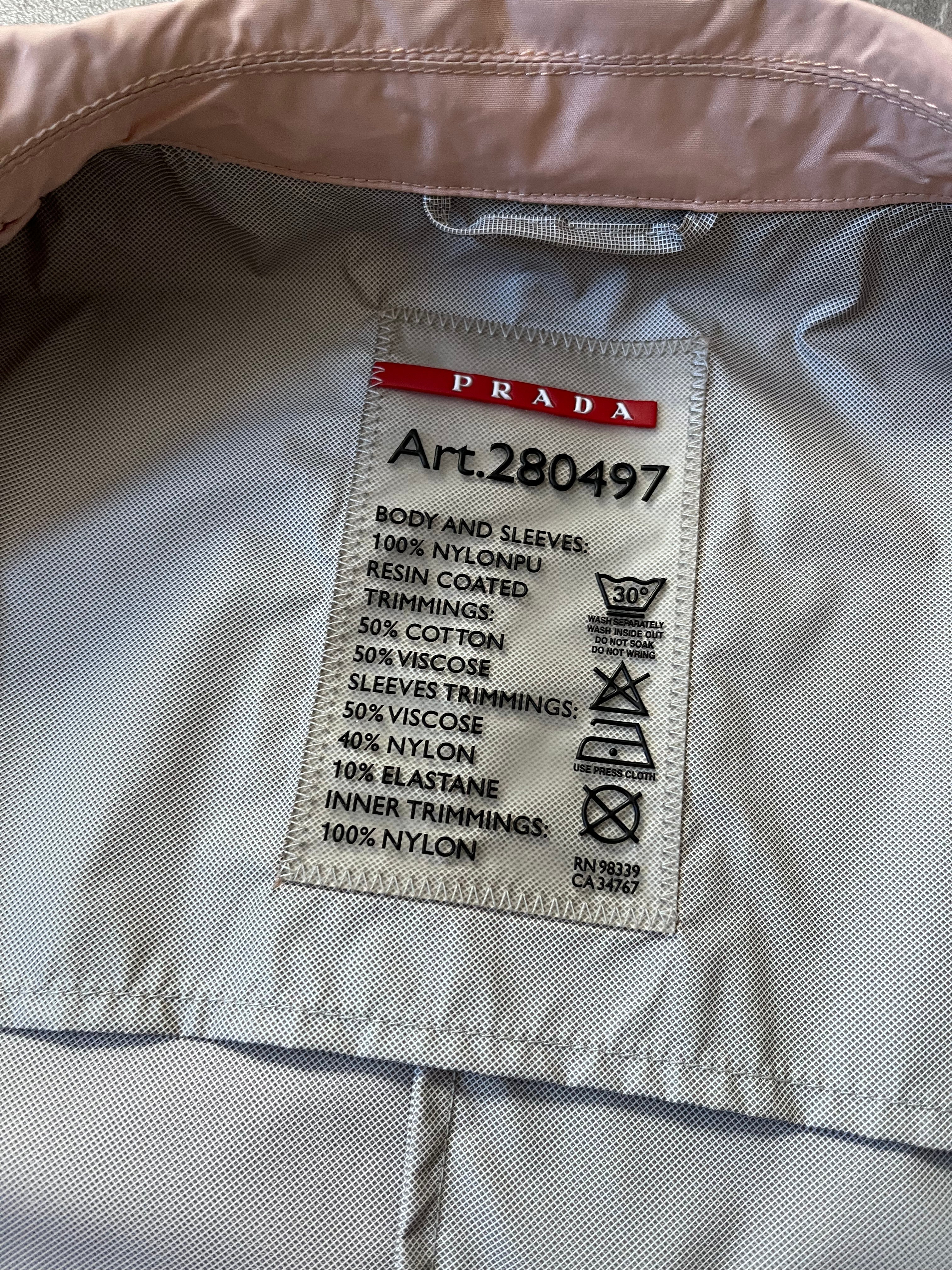 2010 Prada Nylon Cropped Triangle Logo Jacket Pink Women - S