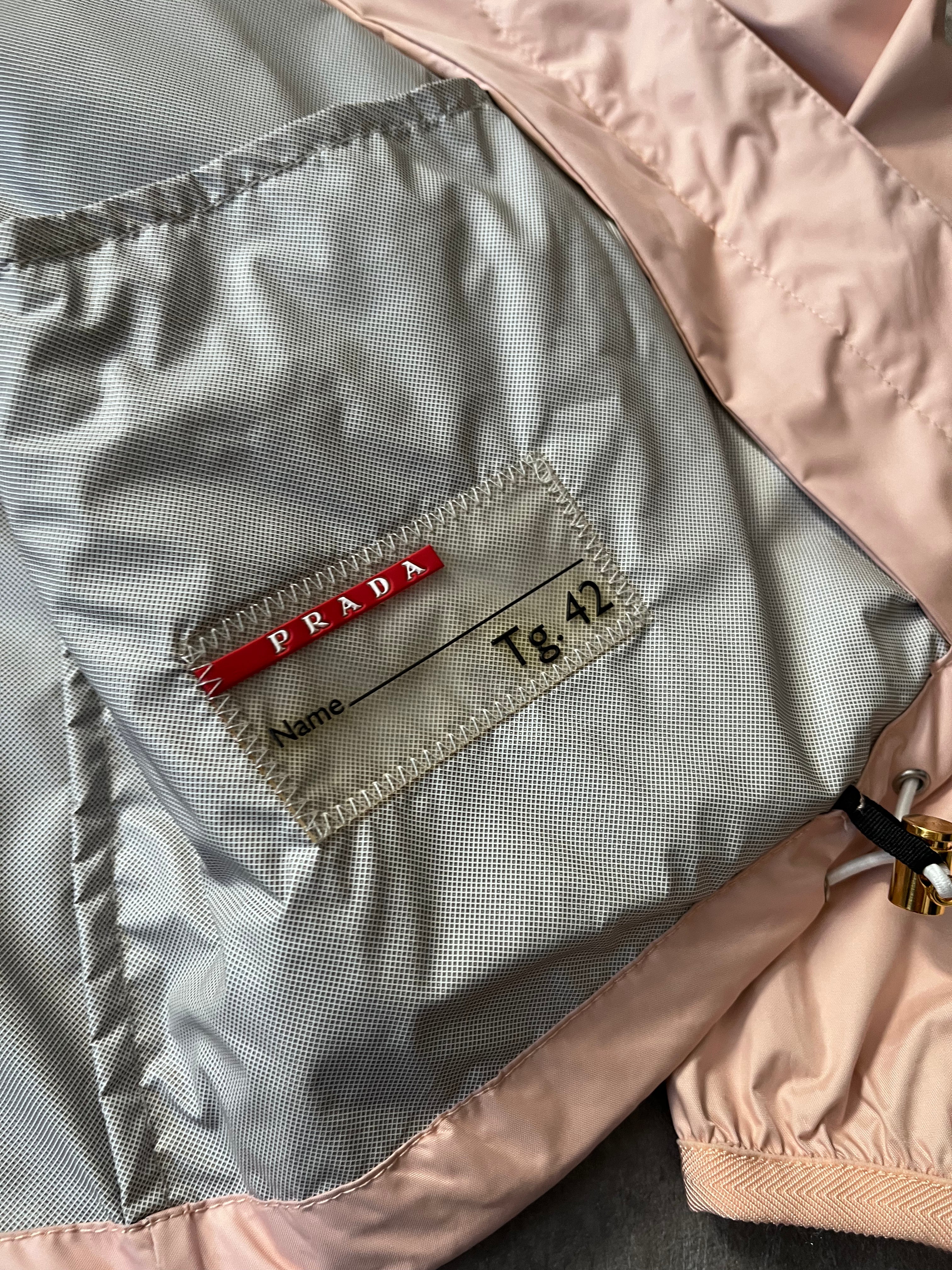 2010 Prada Nylon Cropped Triangle Logo Jacket Pink Women - S