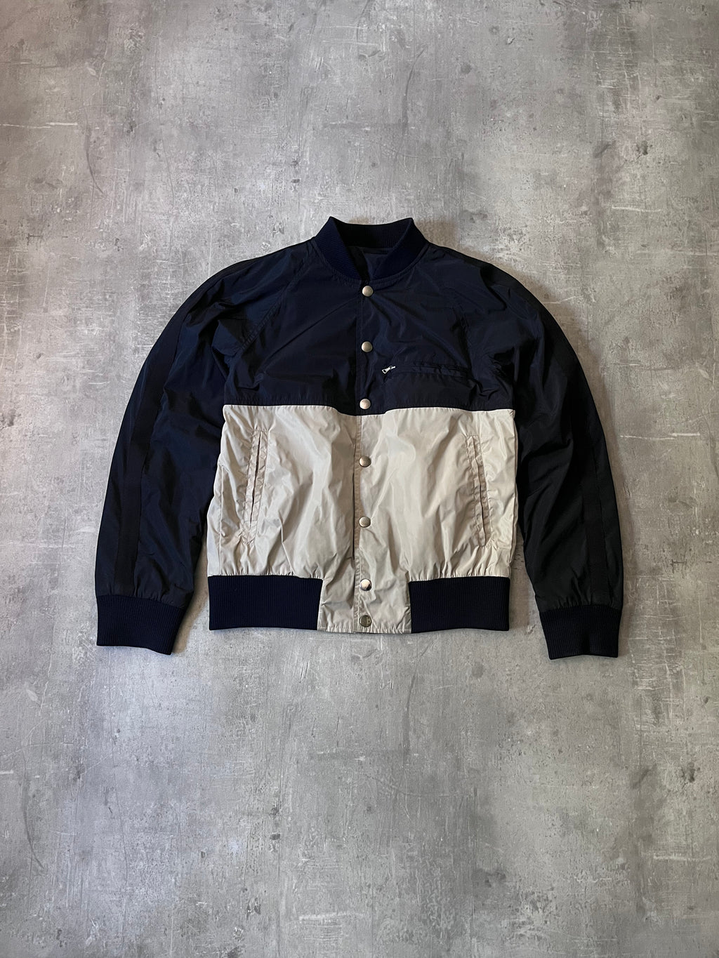 2000s Dries Van Noten Nylon Reversible Jacket Navy Beige Men - M