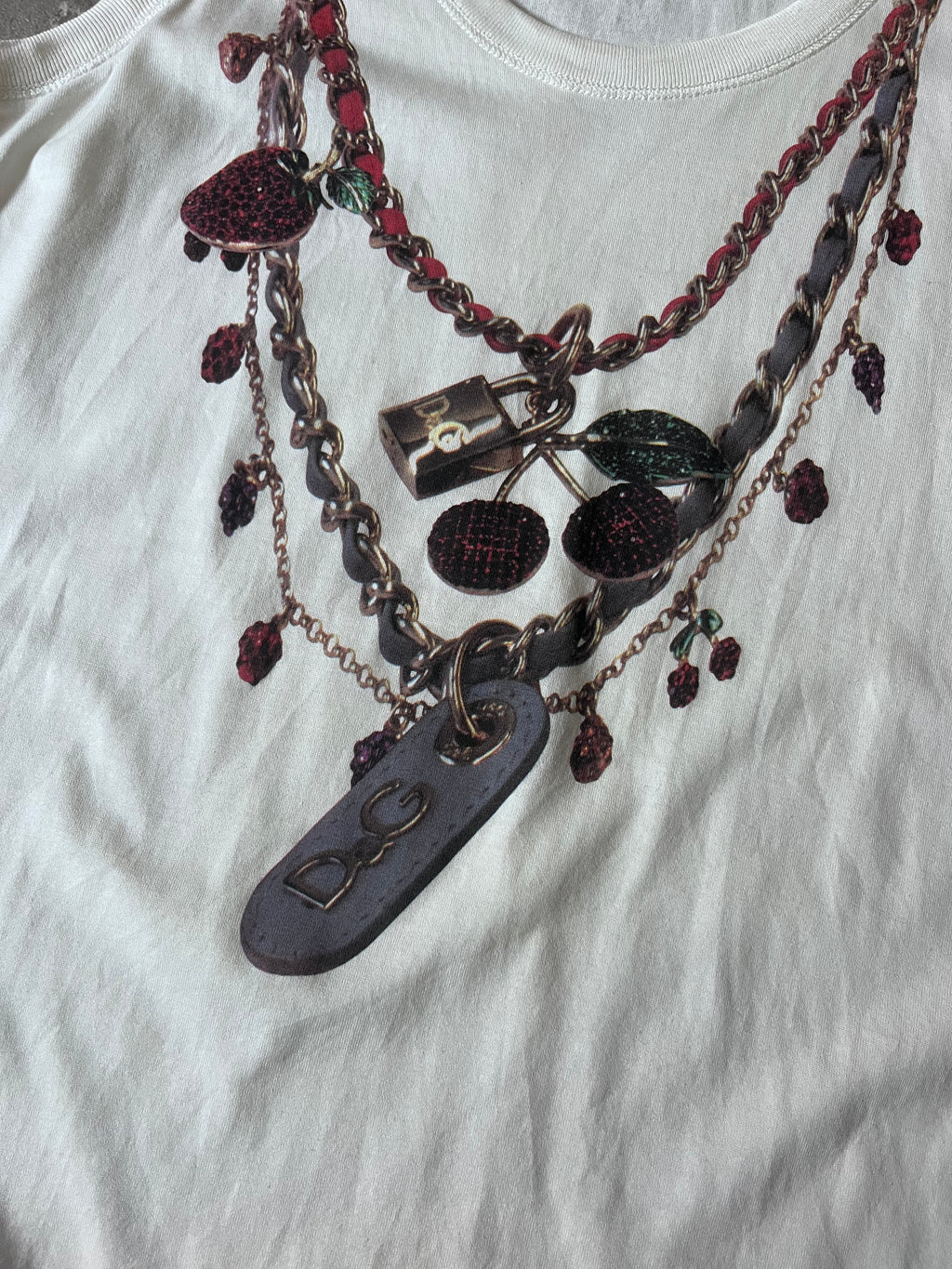 2000s Dolce & Gabbana Trompe L'oeil Necklace Tank Top White Women - M