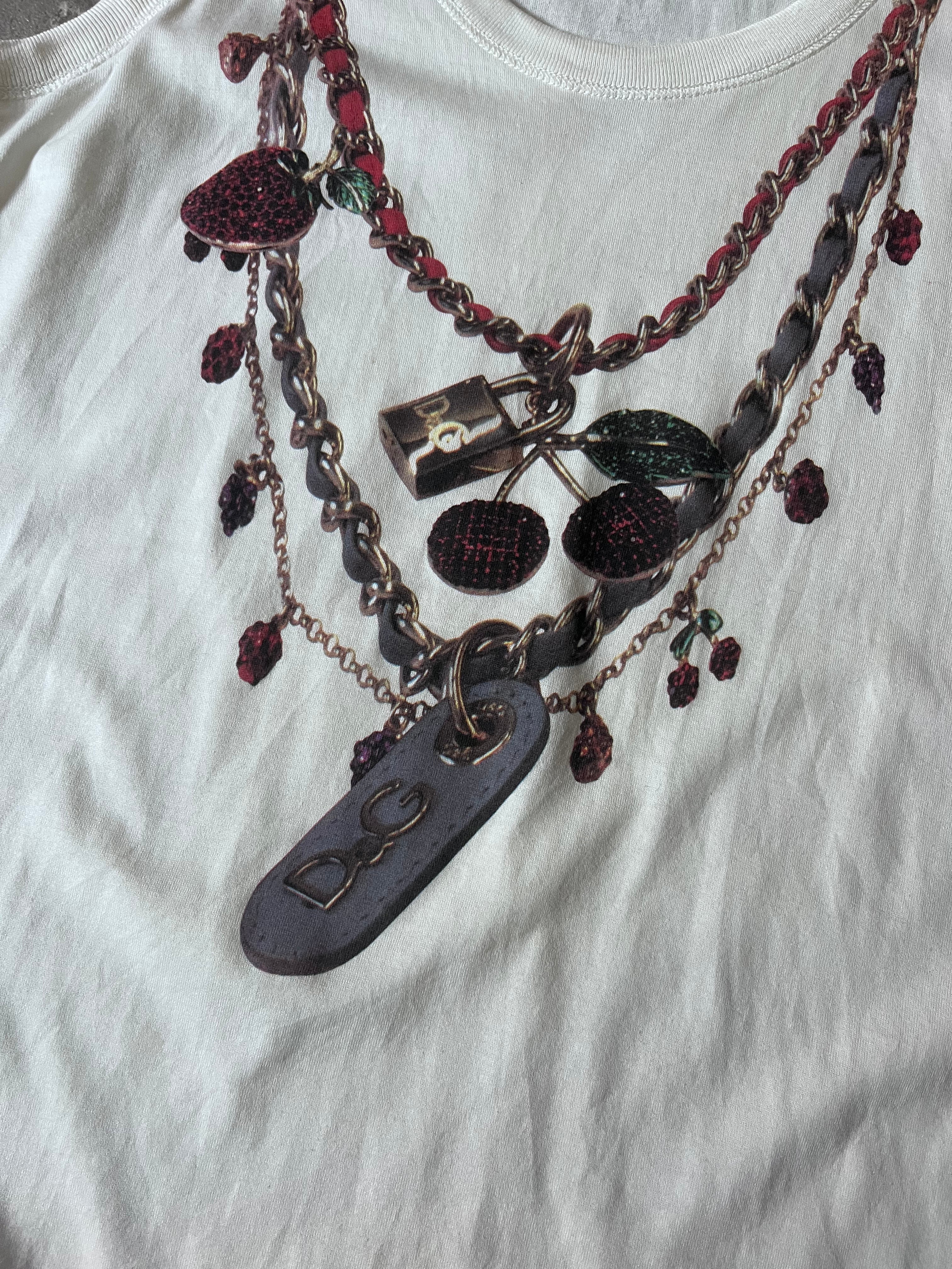 2000s Dolce & Gabbana Trompe L'oeil Necklace Tank Top White Women - M